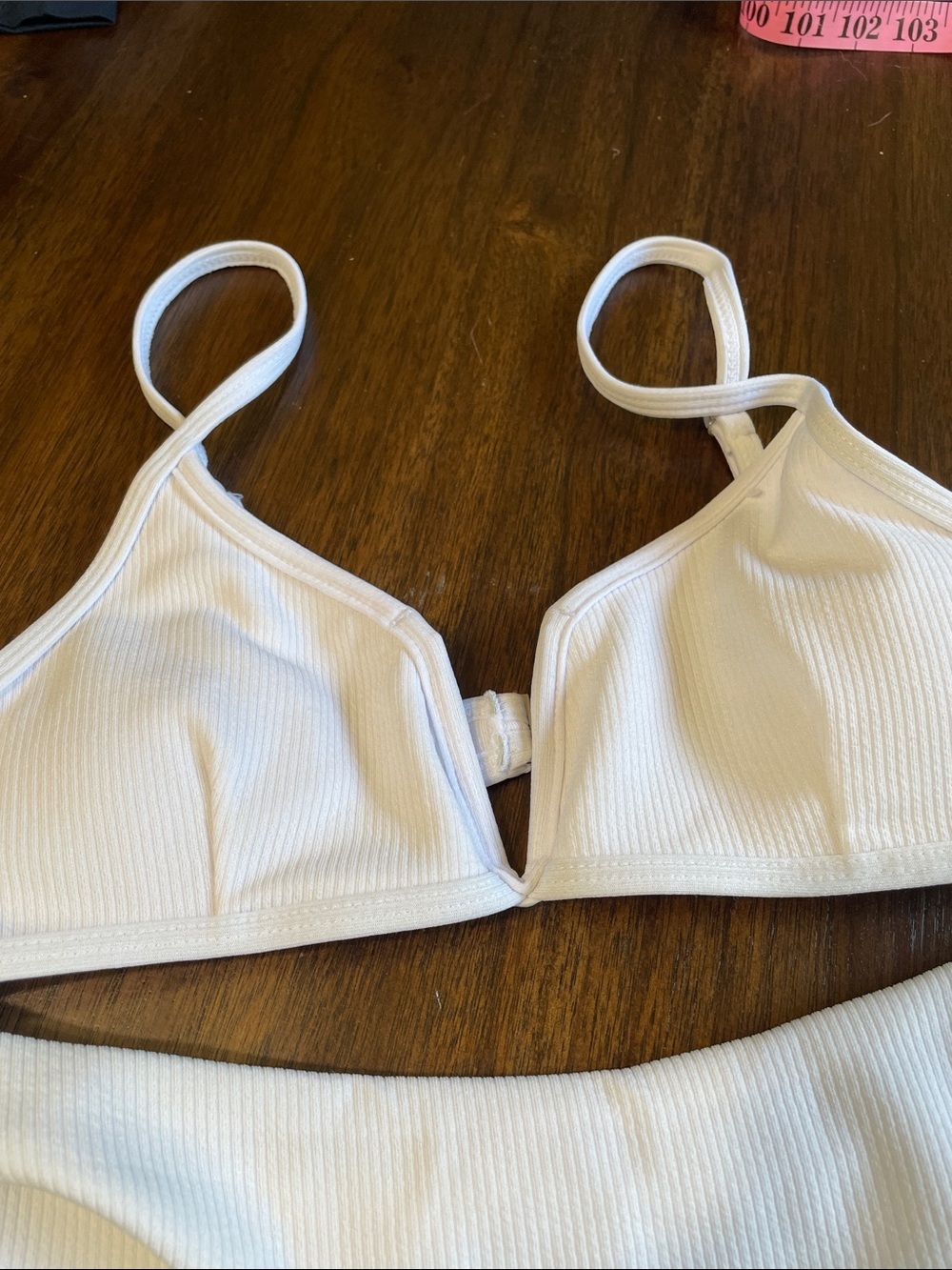 Zaful White Ribbed Bikini Set - Picture 3 of 6